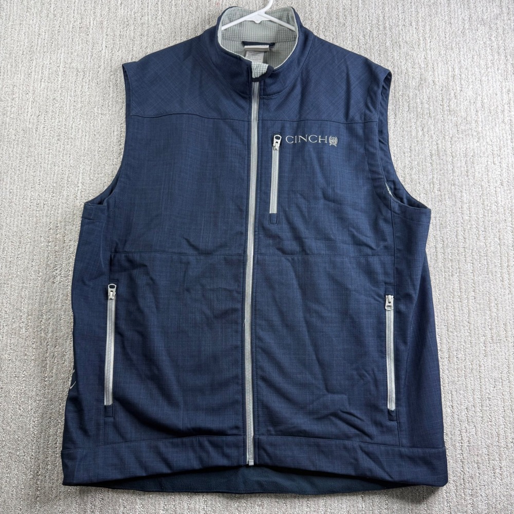 Cinch Textured Bonded Vest Mens Size XL Blue Full Zip Western MWV1012014